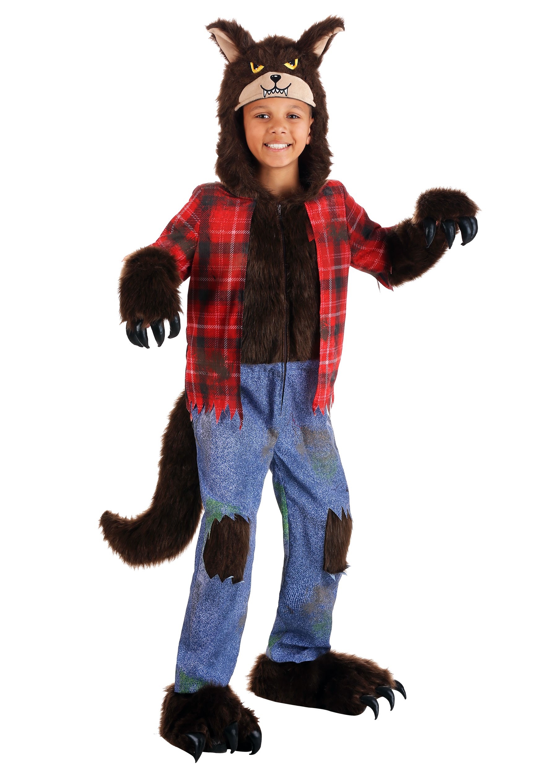 Boys Furry Werewolf Kids Horror Halloween Costume 