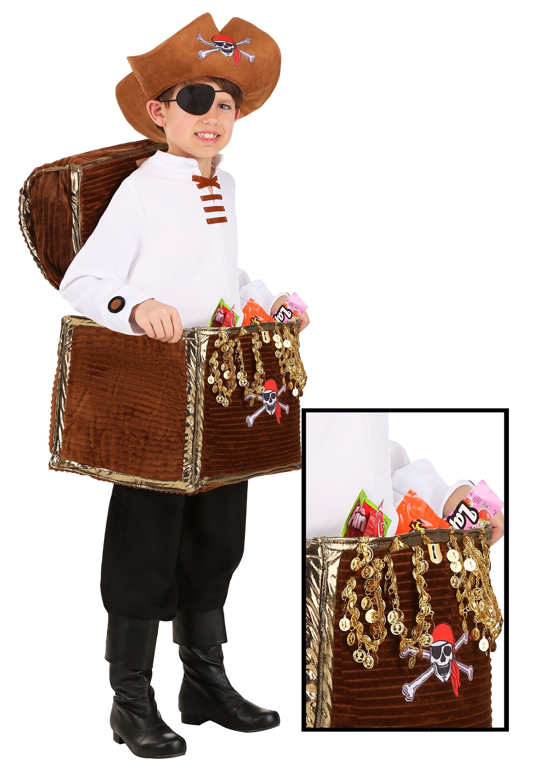 Disfraz de dulces de cofre pirata para niños Multicolor