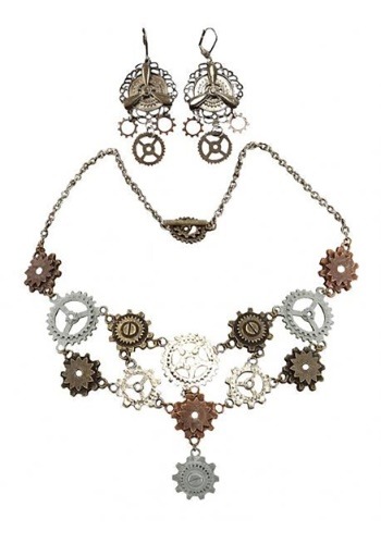 Multi Gear Necklace & Earrings