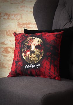 Bloody Friday the 13th Jason Mask 14" x 14" Throw Pillow