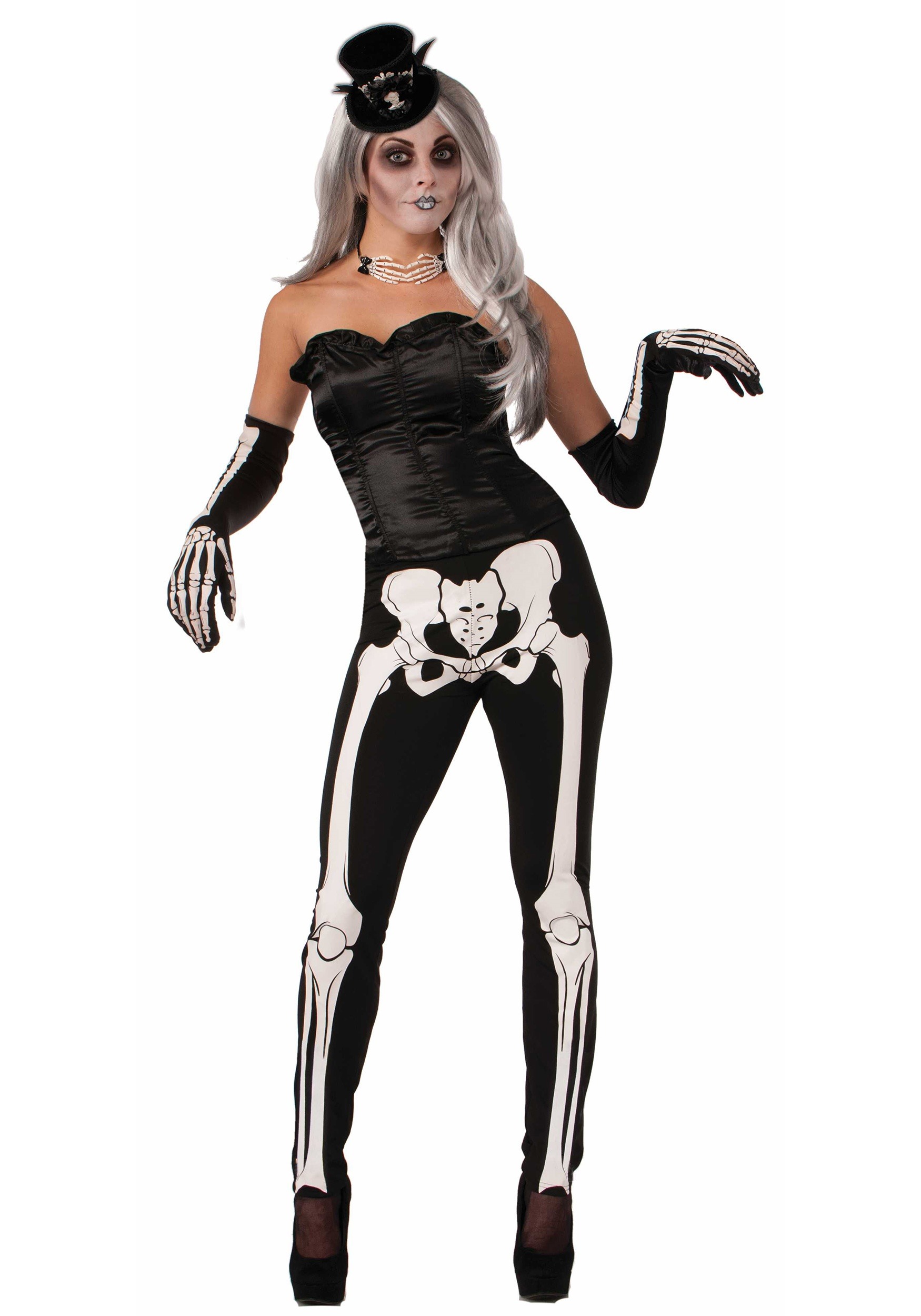 Ladies Skeleton Bone Print Full Length Legging Viscose Women Halloween Trousers 