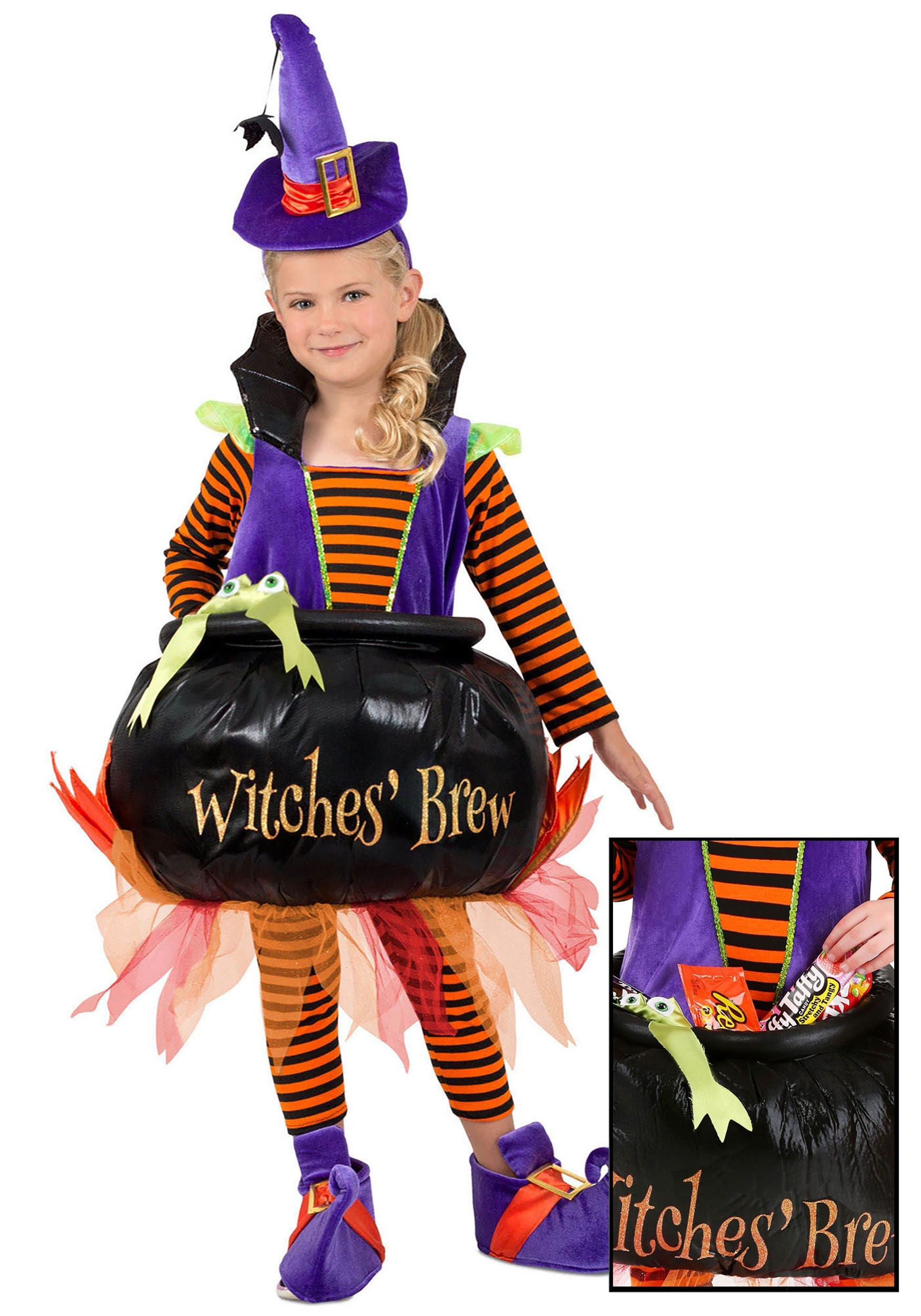 Candy Catcher Cauldron Witch Traje para niños pequeños Multicolor