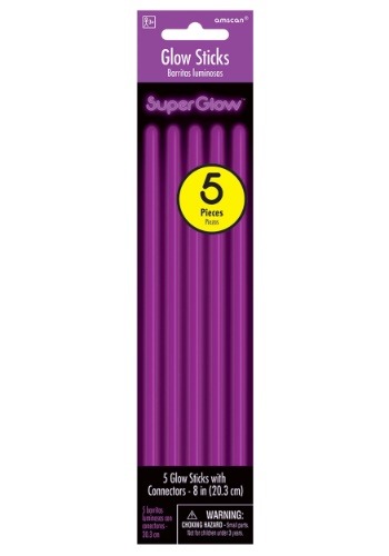 Pack of 5 Purple Glowsticks - 8"