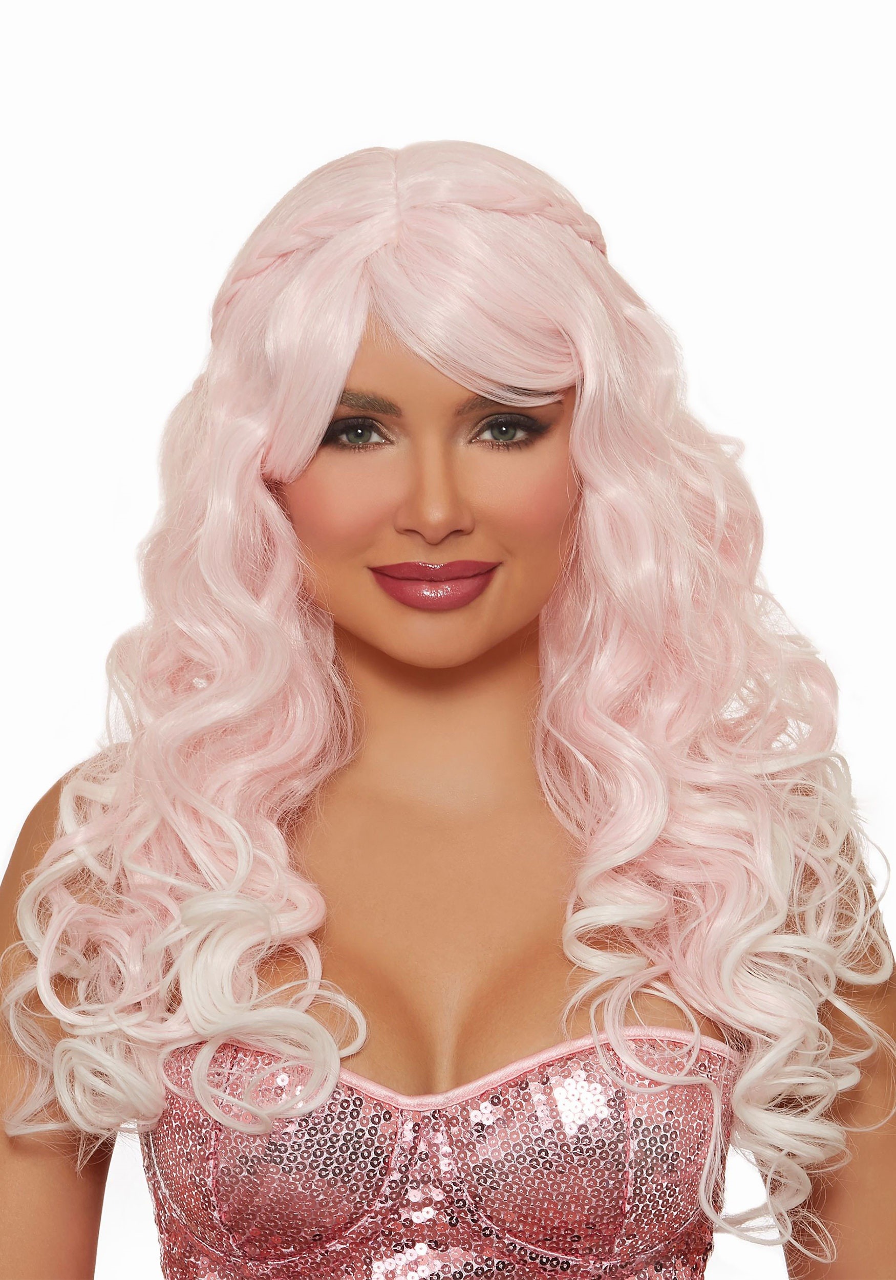 Long Wavy Light Pink Women's Wig