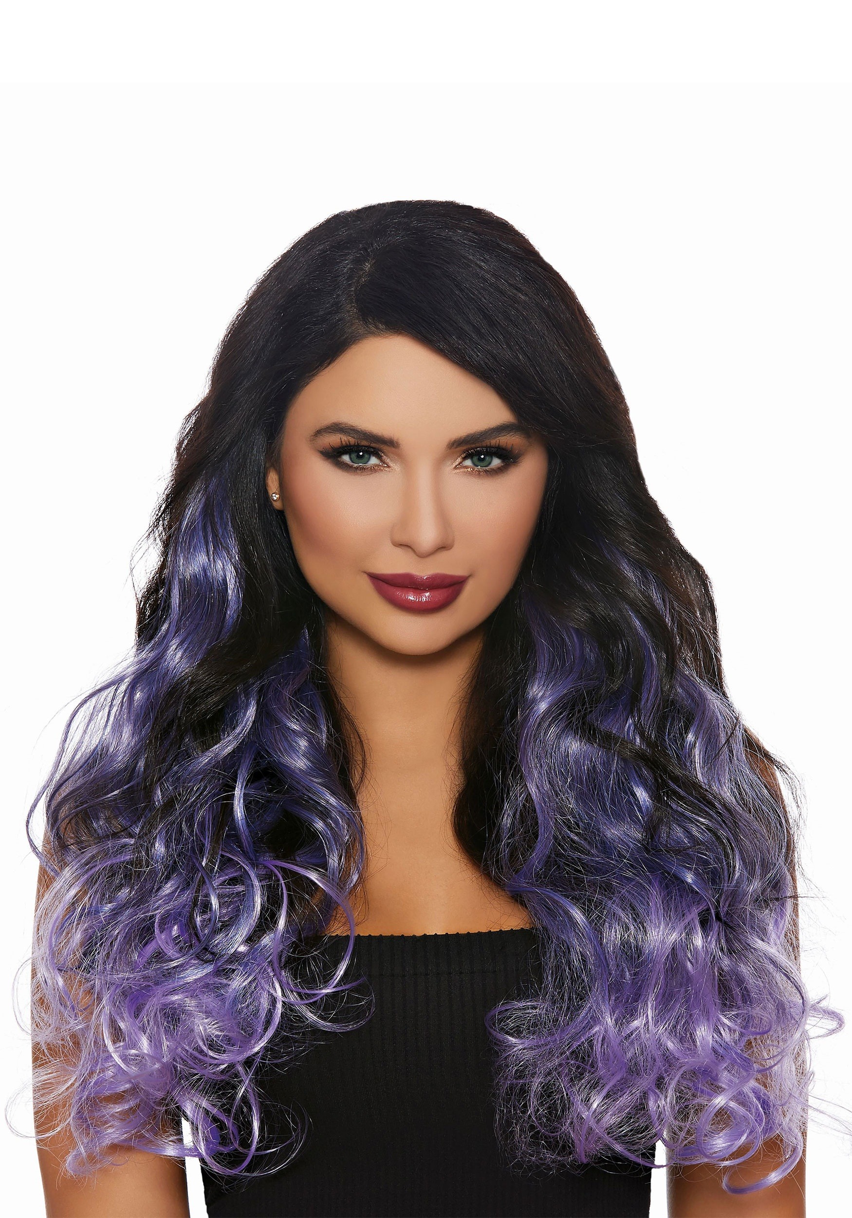 Long Curly Lavender Ombre Women's Hair. curly hair extensions ombre. 