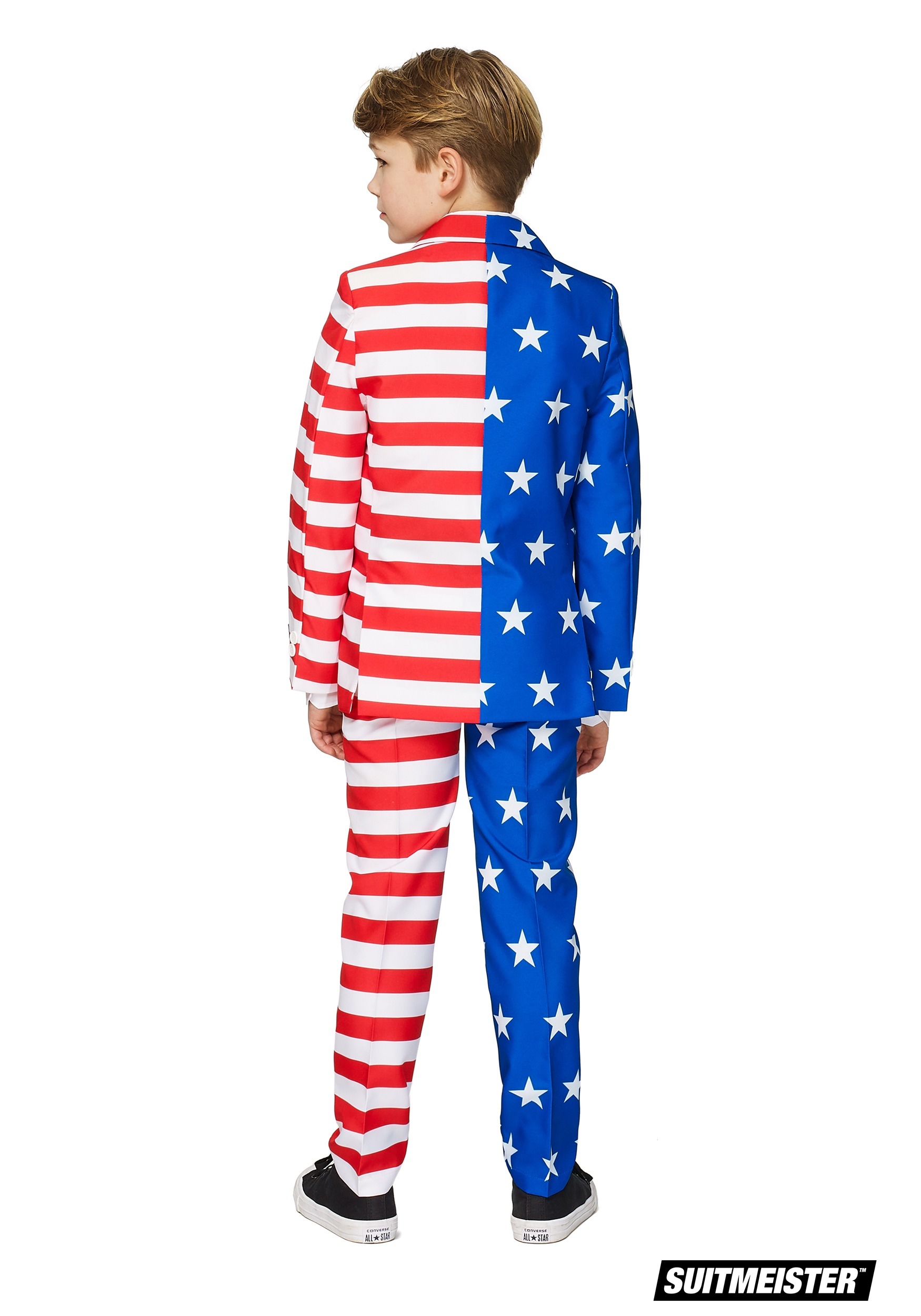 Suitmeister USA Suit with American Flag Print for Men Coming with Pants Perfect for 4th of July Jacket & Tie 