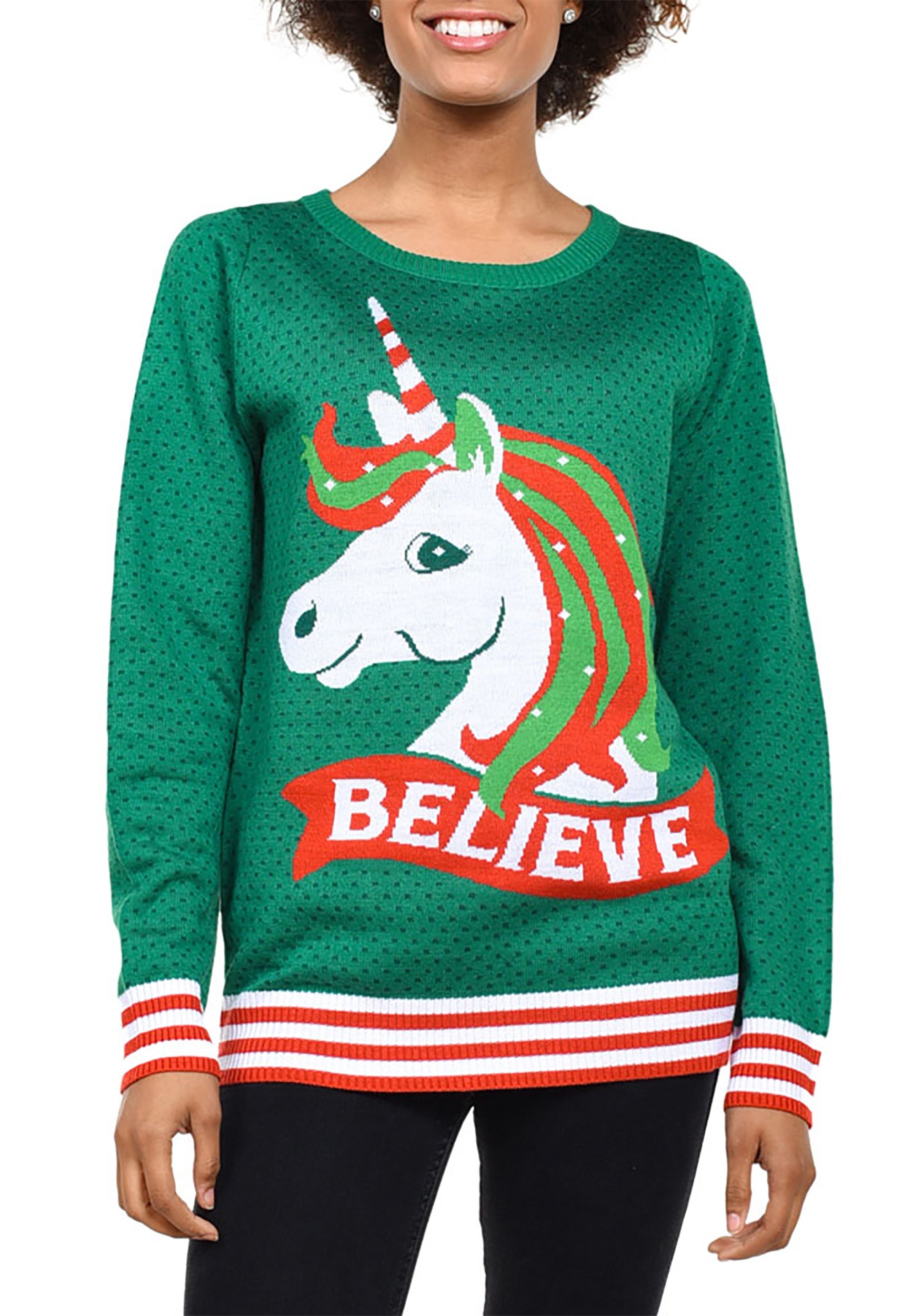 El suéter de Navidad feo de unicornio feo de unicornio femenino de los elfos Multicolor