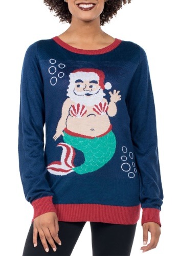 Women's Tipsy Elves Mermaid Santa Ugly Sweater Update