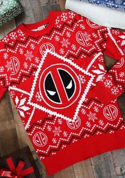 Deadpool Icon Red/White Intarsia Knit Christmas Sweater upda