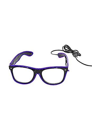 Black Frame EL Wire Glasses Purple