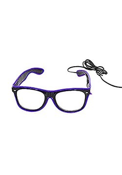 Black Frame EL Wire Glasses Purple