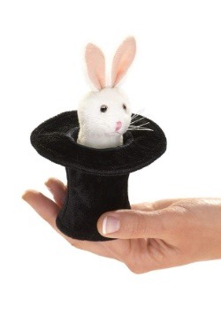 Folkmanis Mini Rabbit in Hat Finger Puppet