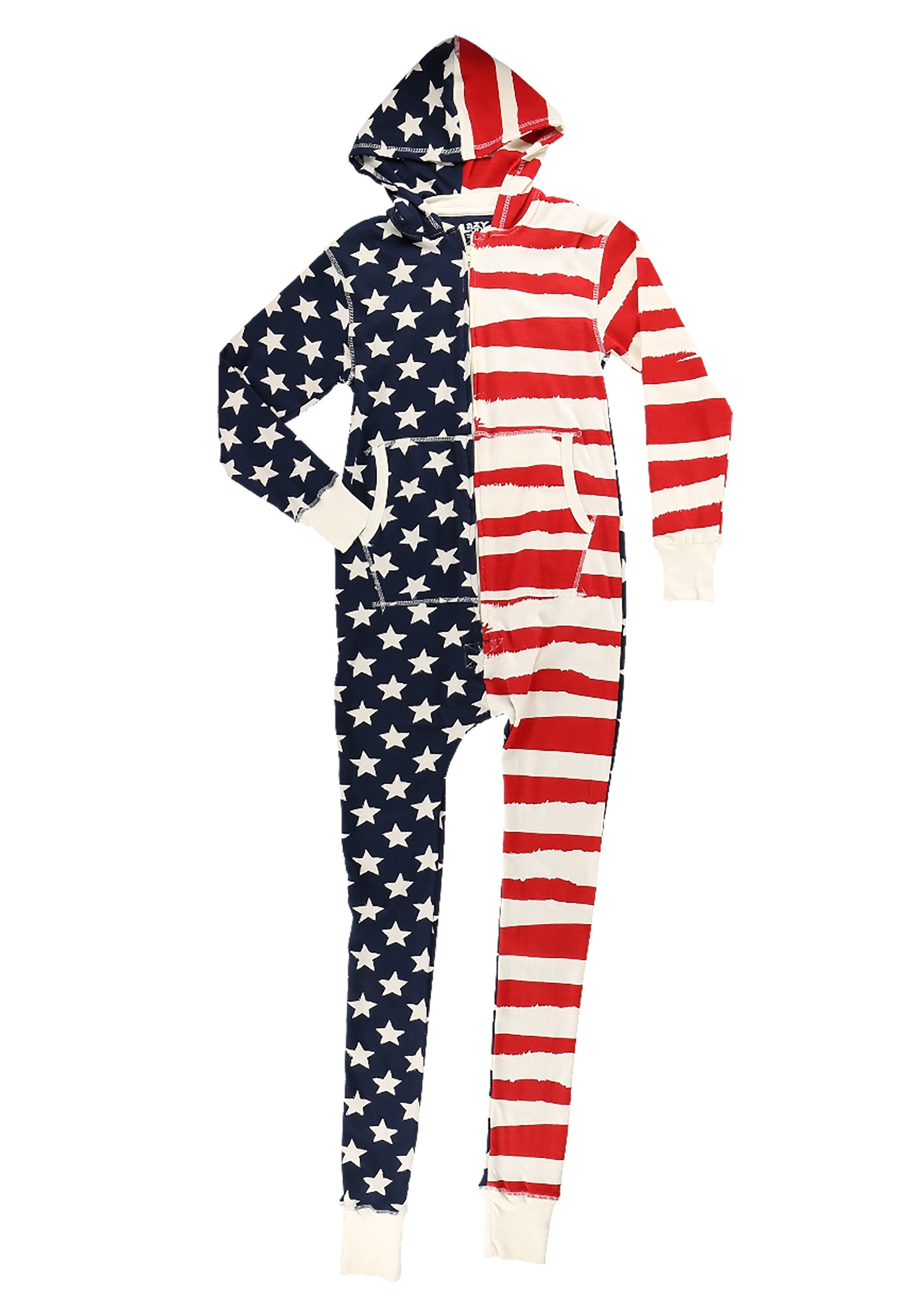 Unisex Ladies USA Flag American 1Onesie All In One Hooded Jumpsuit Sizes 8-14 