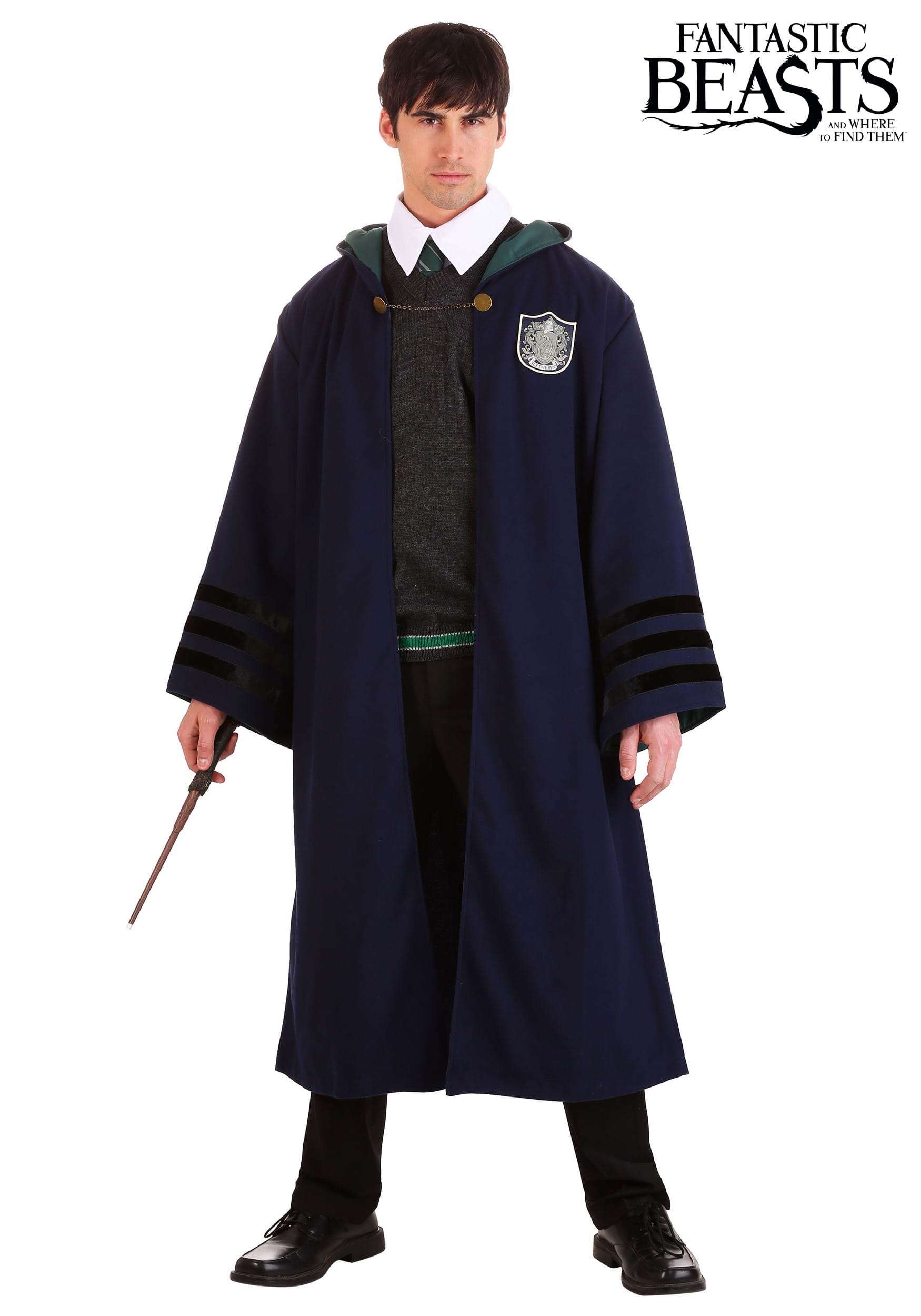 Harry Potter Slytherin School Fancy Robe Cloak Costume And Tie Size S