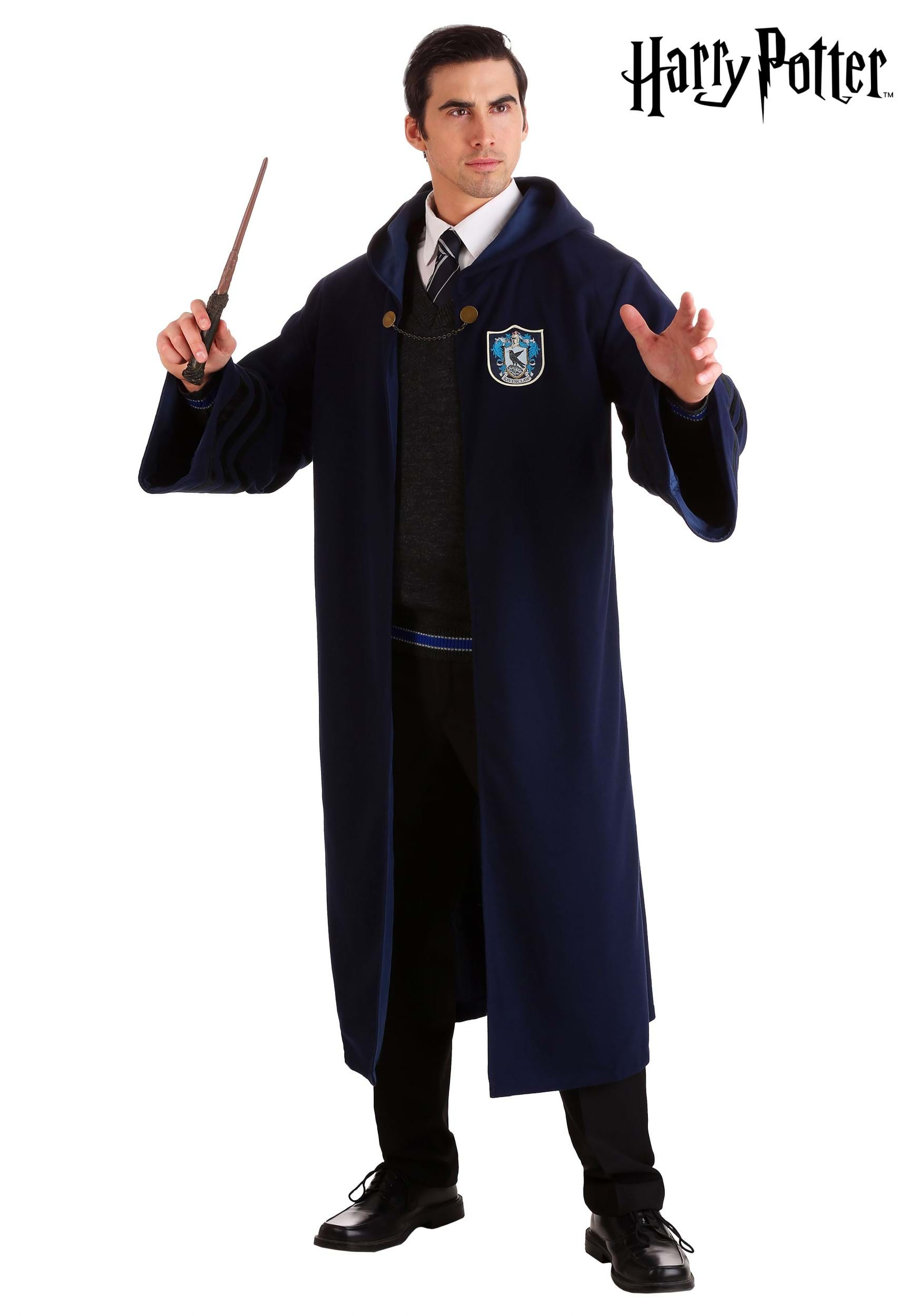 Harry Potter Ravenclaw Costume Black and Blue Long Robe with Hood 