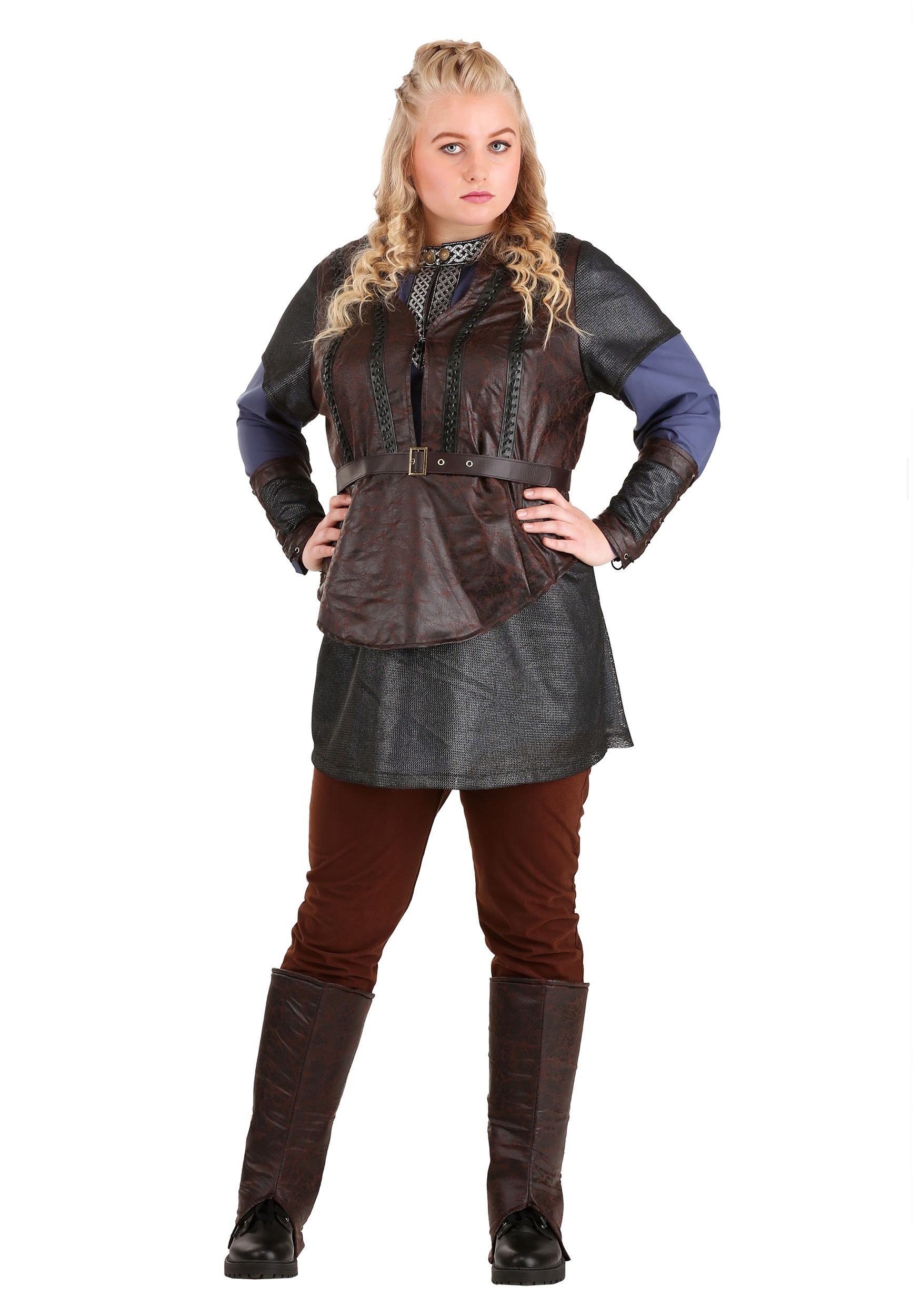 Photos - Fancy Dress FUN Costumes Vikings Plus Size Women's Lagertha Lothbrok Costume Brown/