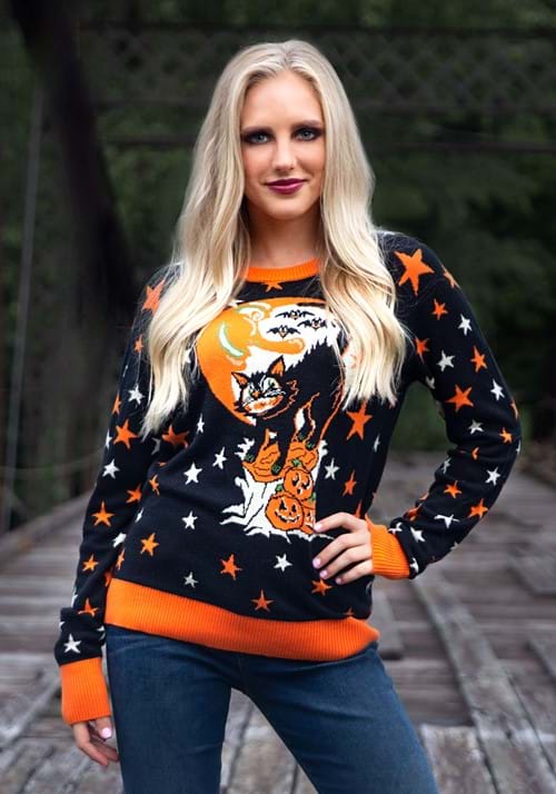 Vintage Halloween Cat Halloween Sweater Spooky Sweater