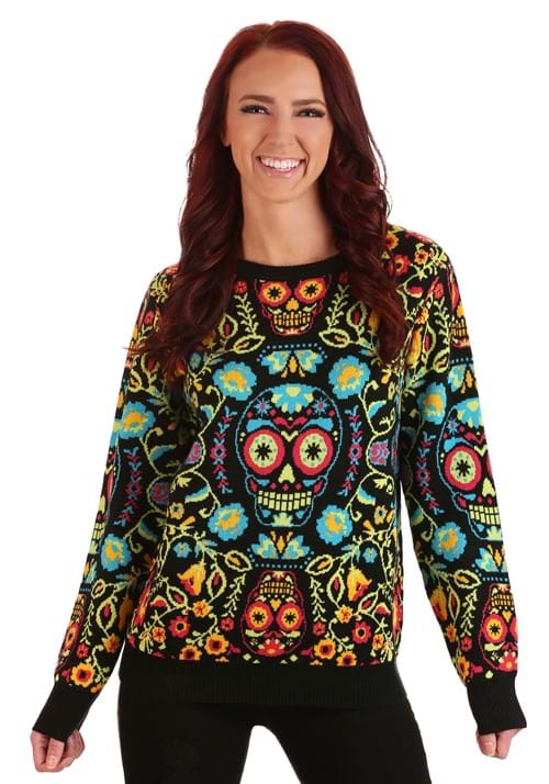 Sugar Skull Halloween Sweater for Adults | Exclusive