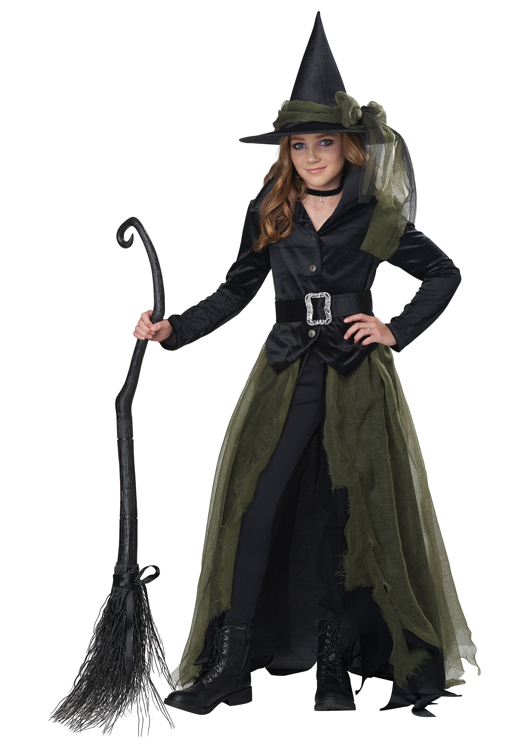 Girls Wicked Cool Witch Costume Halloween Child Fancy Dress Outfit 
