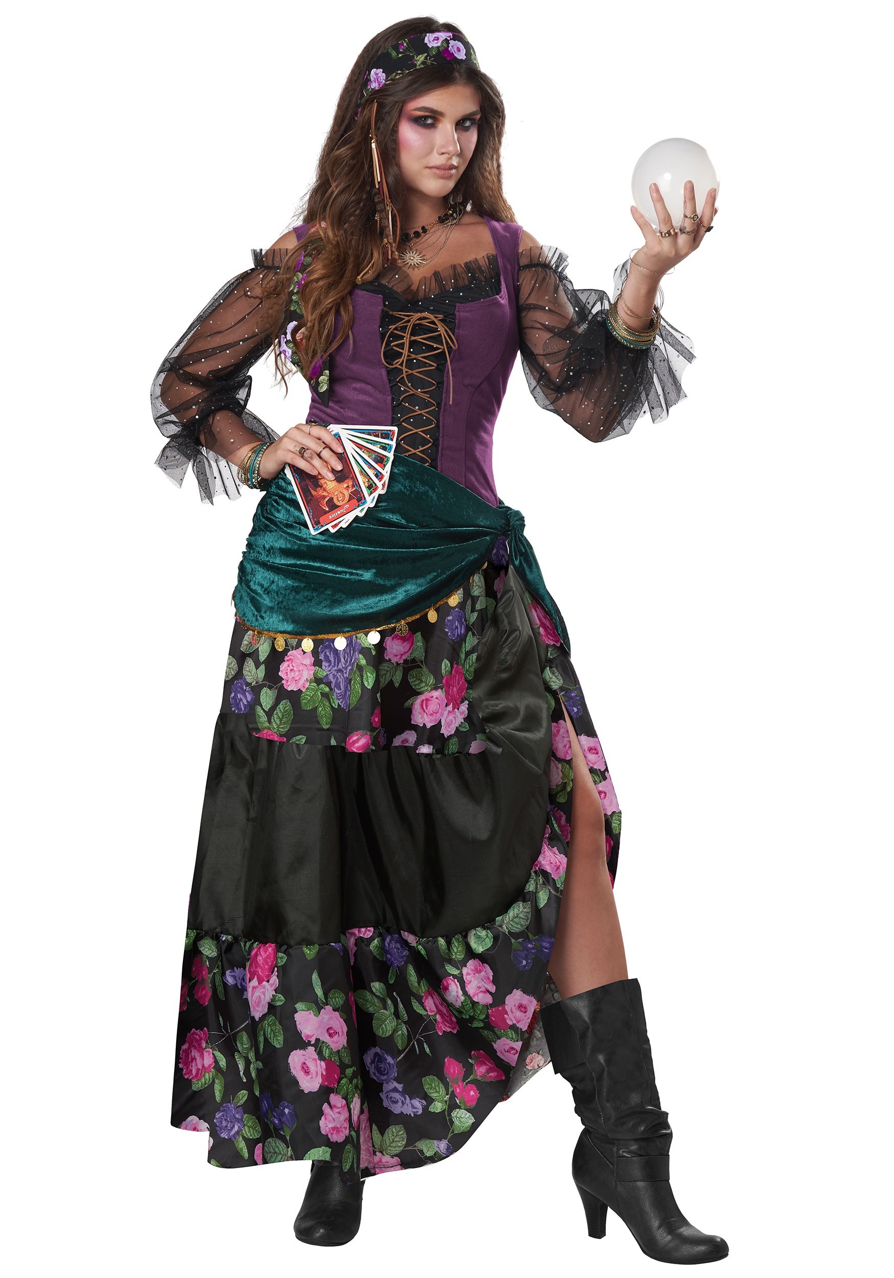 Gypsy Wig & Scarf Mystic Fortune Teller Fancy Dress Halloween Costume Accessory 
