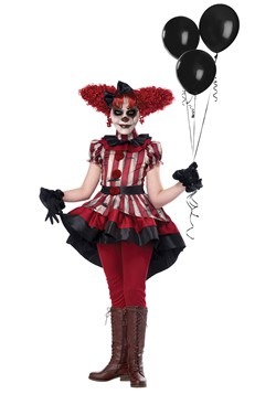 N2 Ladies Killer Clown Costume Fancy Dress Scary Jester Halloween Adult Outfit