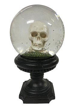 Skull Water Globe- Polyresin/Glass Halloween Decor