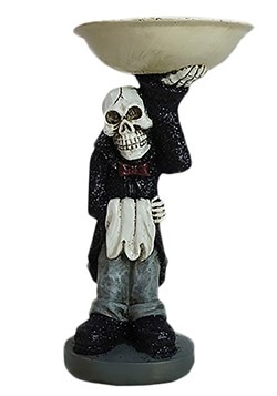 Skeleton Butler with Resin Treat Bowl Halloween Decoration