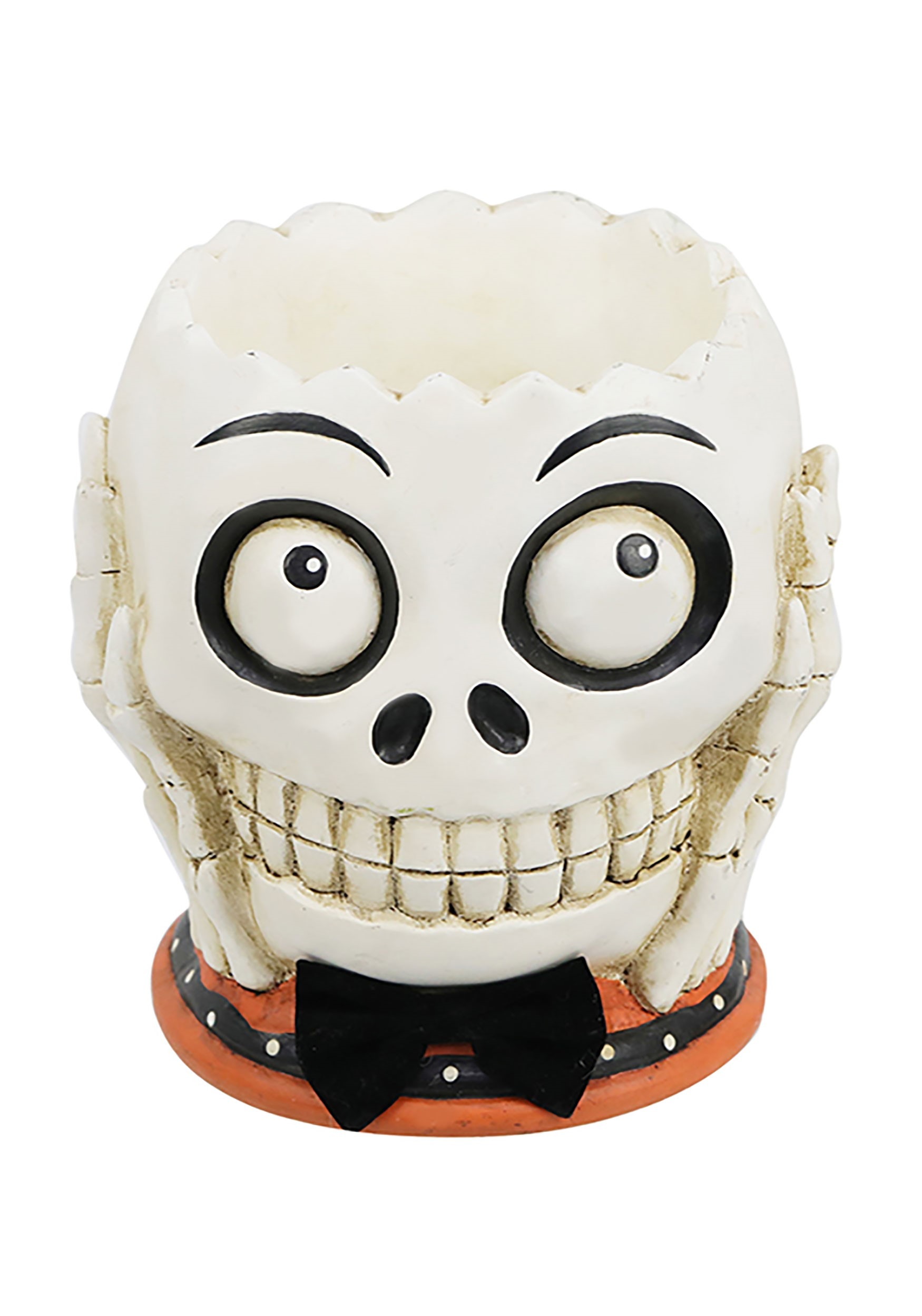 Tabletop Halloween  Skull  Head  w Bowtie Treat Bowl