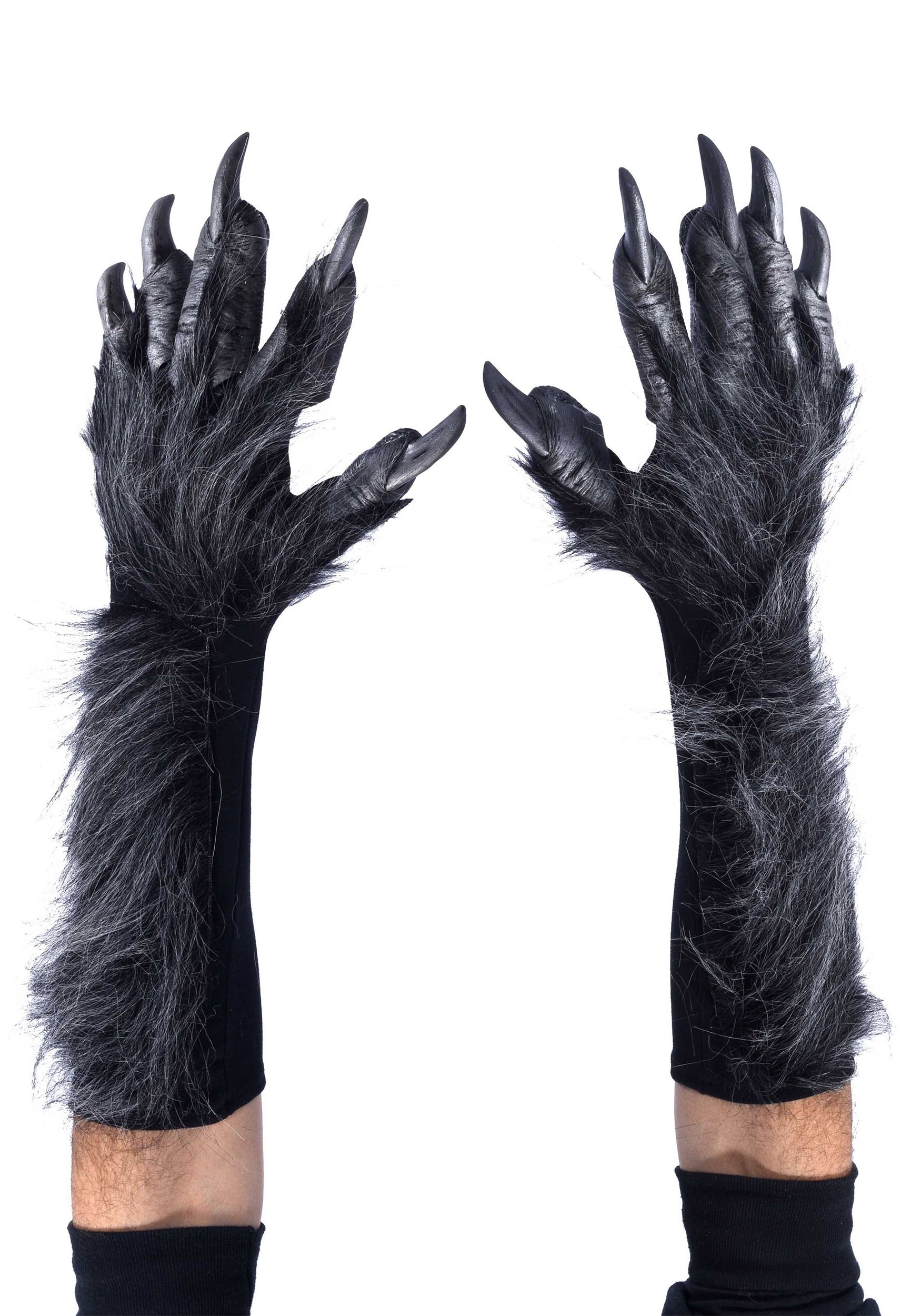 Adultos guantes de lobo grises Multicolor