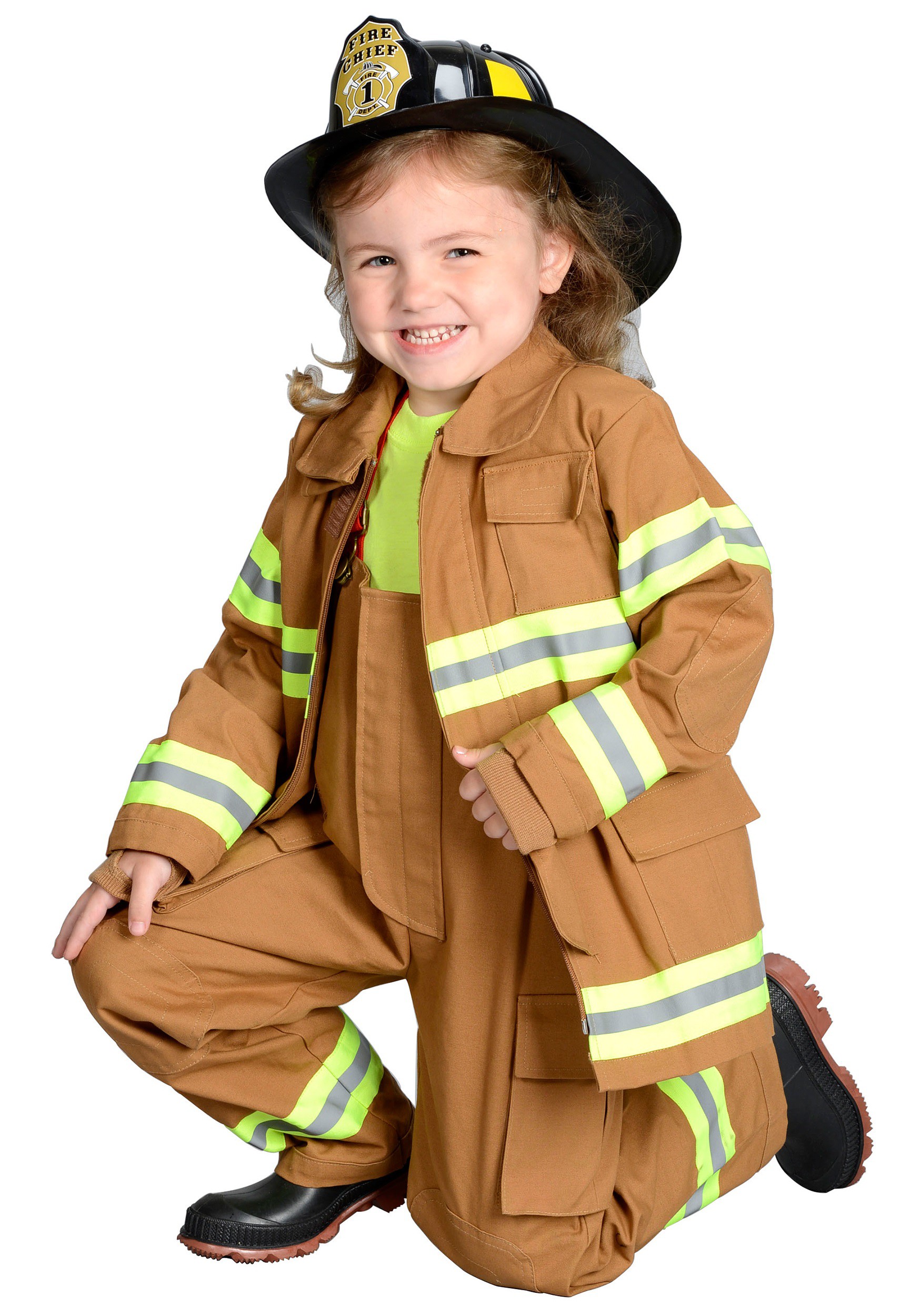 Kids Fireman Helmet Fancy Dress Uniform Costume Yellow Firefighter Boys Hat 