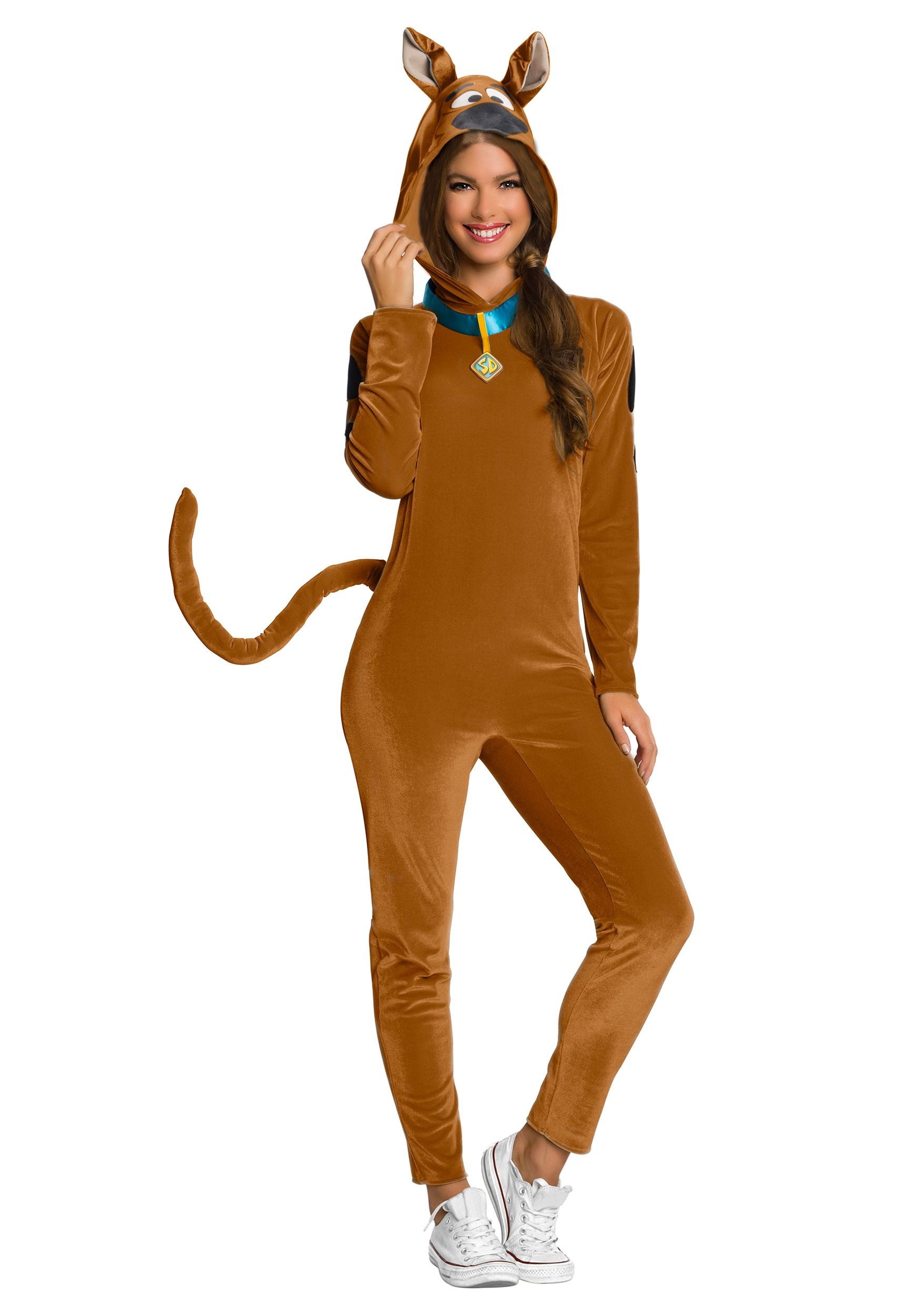 Scooby Doo Womens Costume Jumpsuit W Collar And Tail 