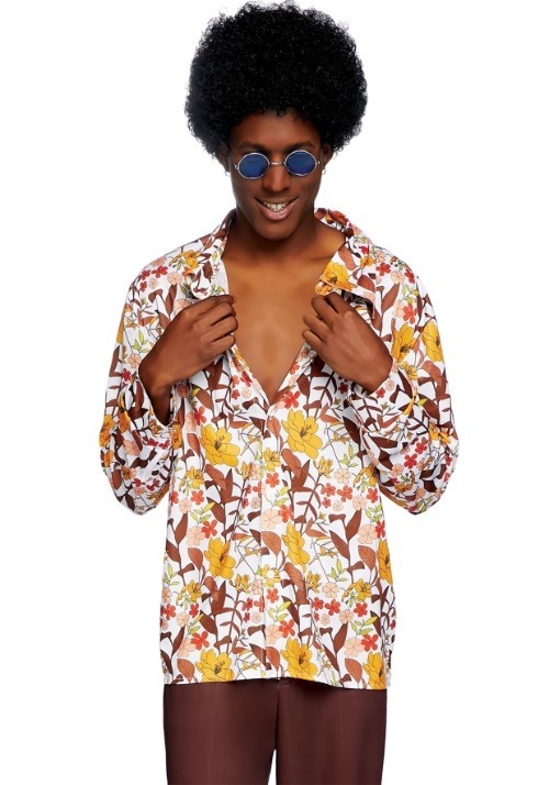 70s Floral Men's Shirt | 60s Mens Halloween Costume