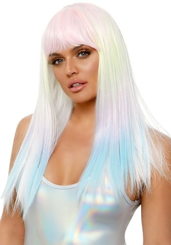 Black Light Pastel Rainbow Wig Women's 