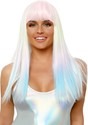 Women's Black Light Pastel Rainbow Wig Alt 2