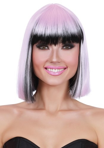 Two Tone Pink and Black Bob Wig
