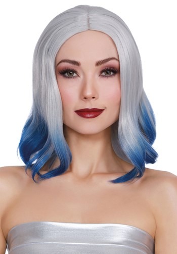 Grey/Blue Dip Dye Wig