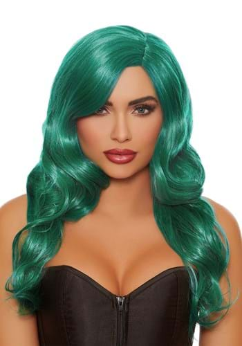 Women's Bright Green Long Wavy Wig