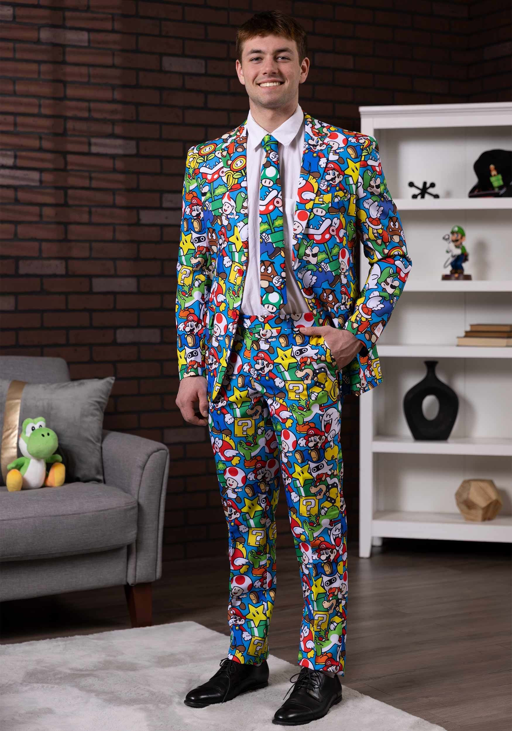 Traje de hombres de Super Mario de opositación Multicolor