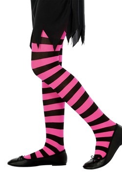 Pink and Black Striped Girl's Tights