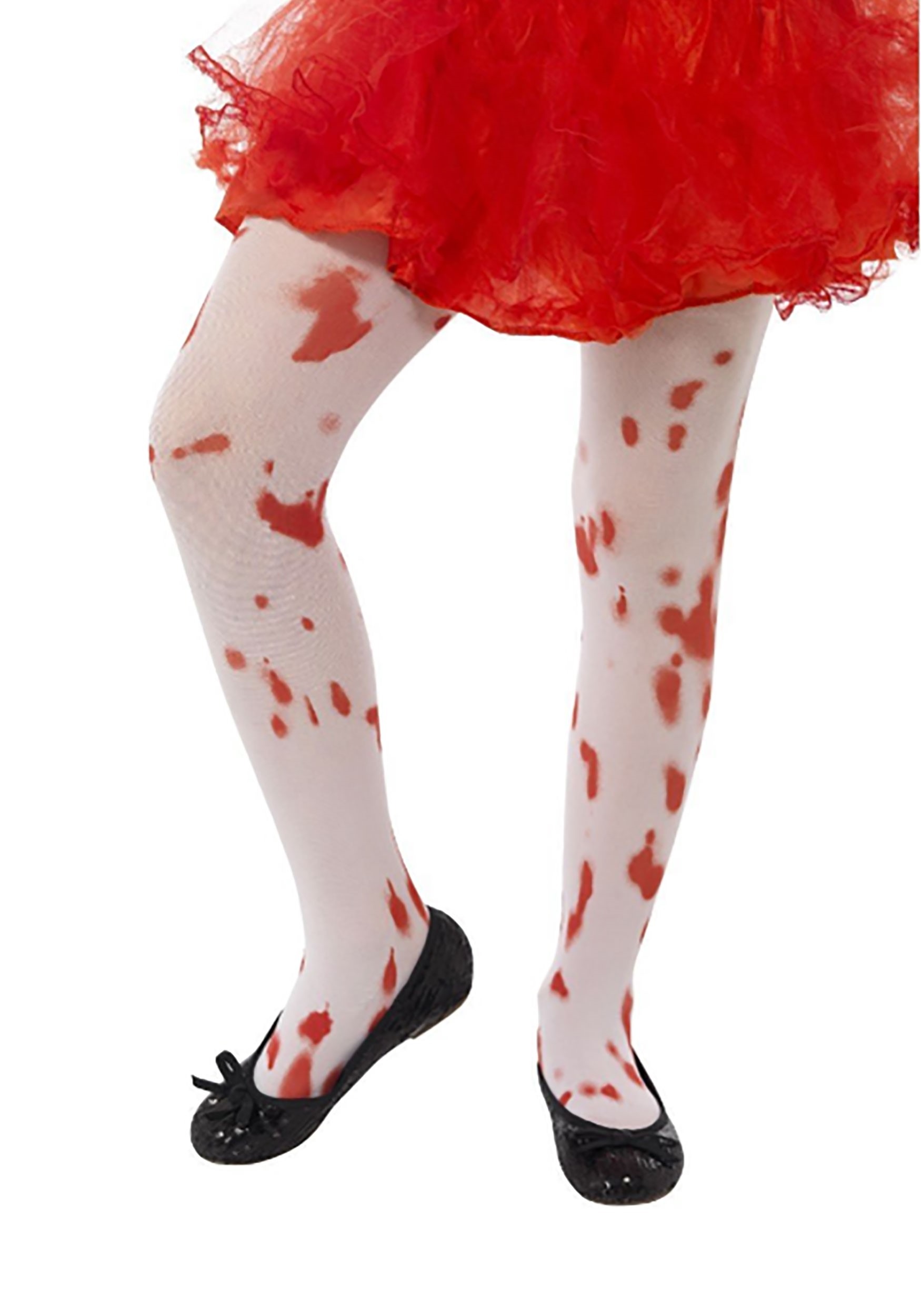 Adult Womens Bloody Leggings Stockings Red White Blood Costume Accessory 