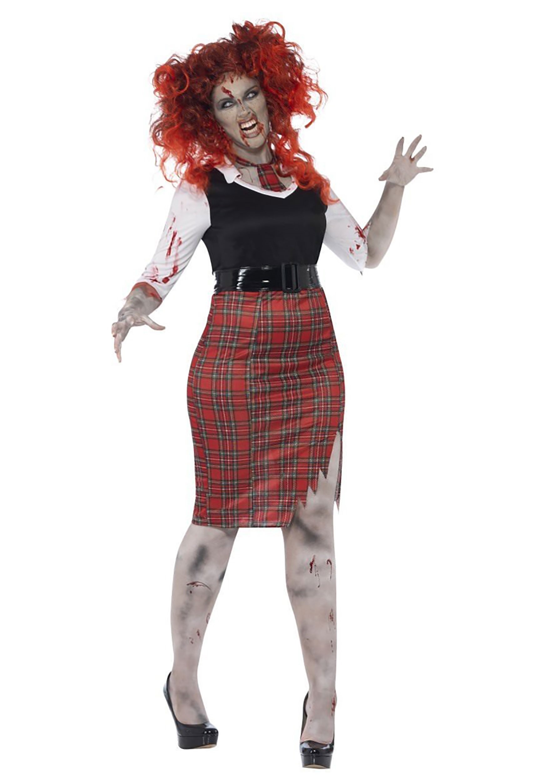 Zombie Dorothy Blood Stockings Fancy Dress Womens Ladies Halloween Costume