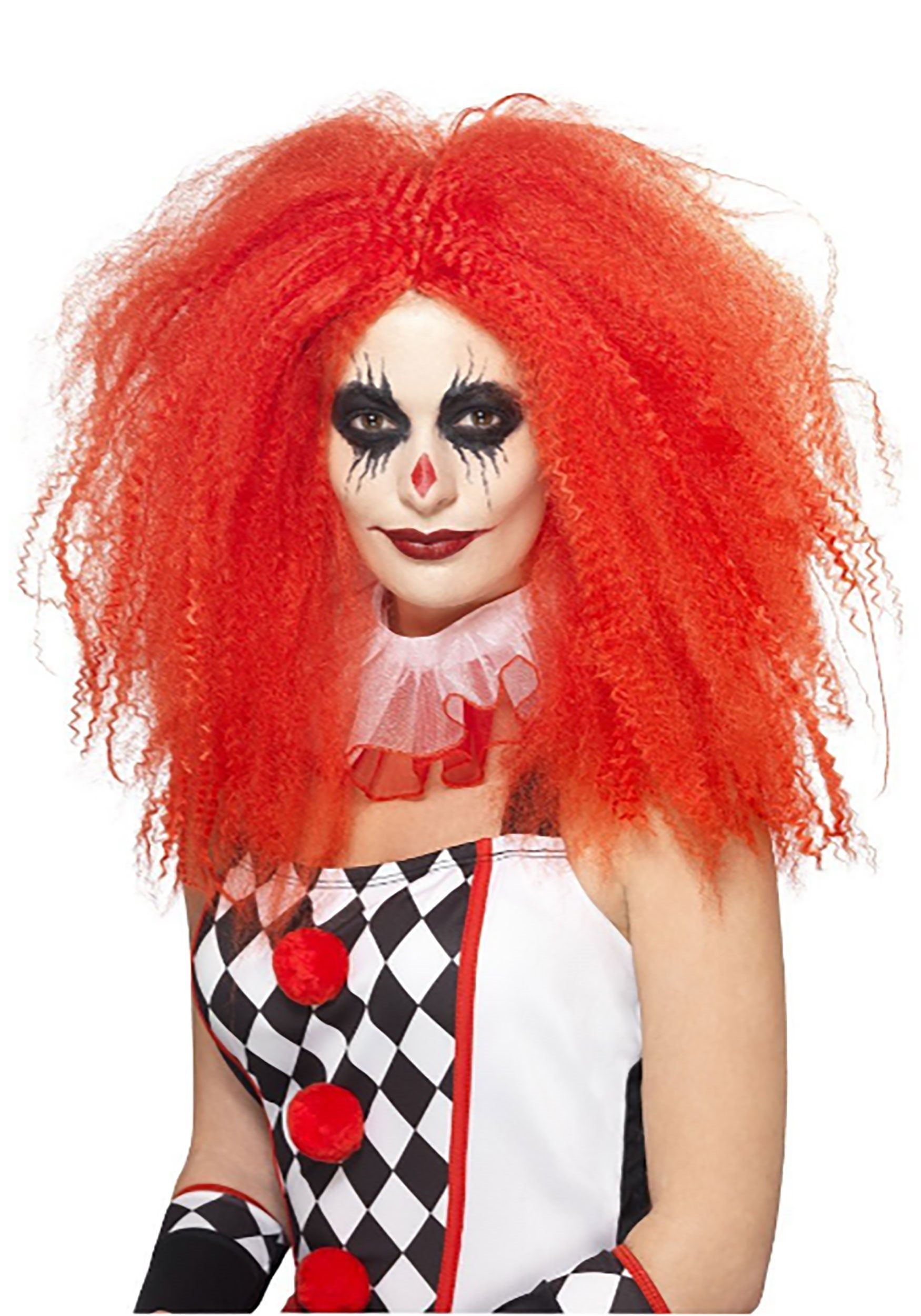 Red Crimped Women's Clown Wig