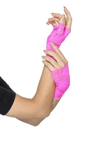 Lace Gloves Pink Fingerless 