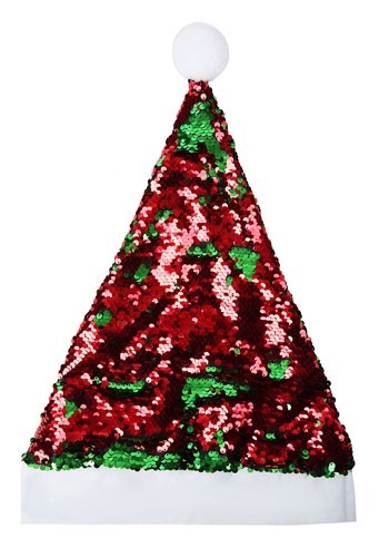 Red and Green Flip Sequin Santa Hat