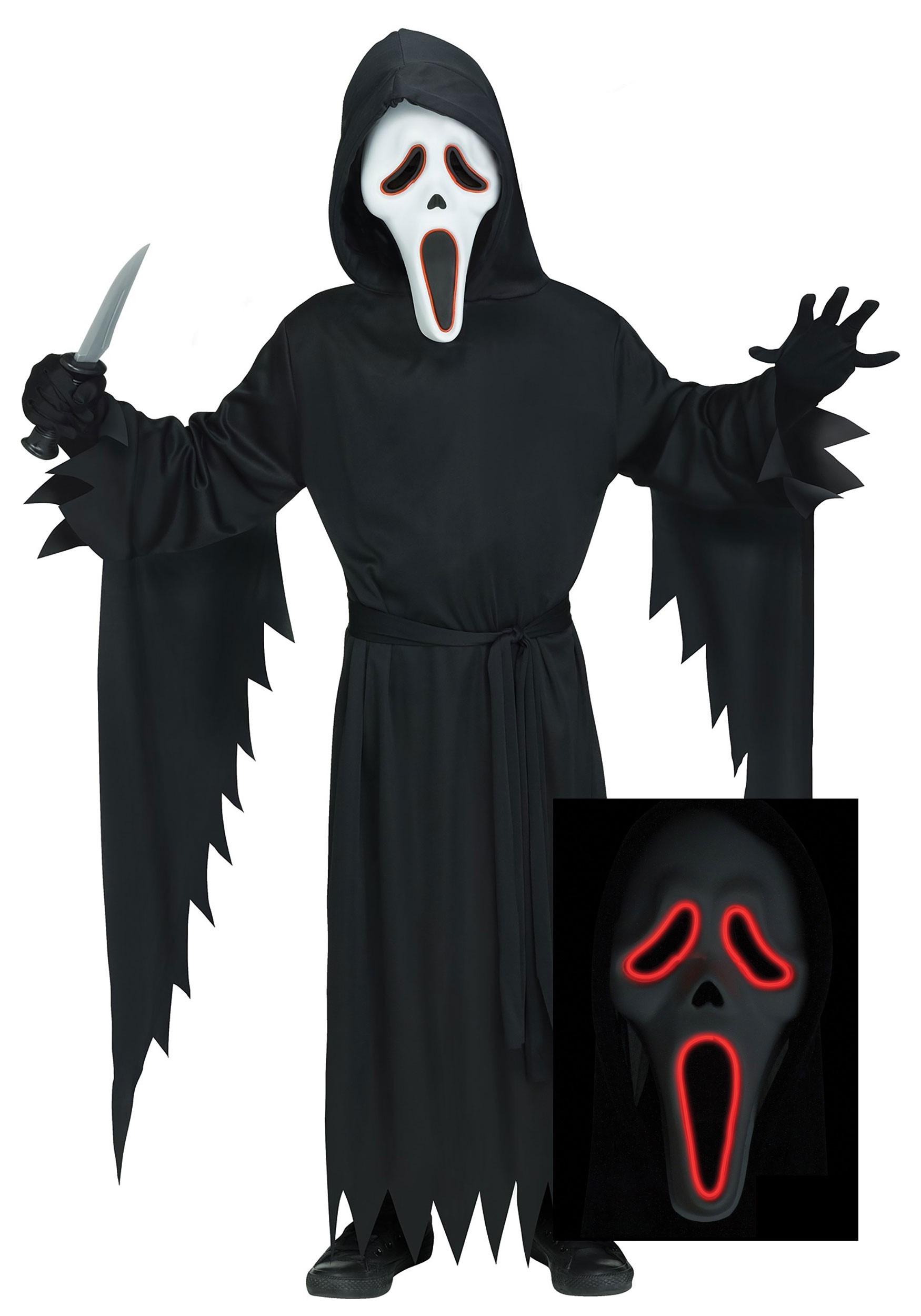 Adult E L Ghost  Face Costume 