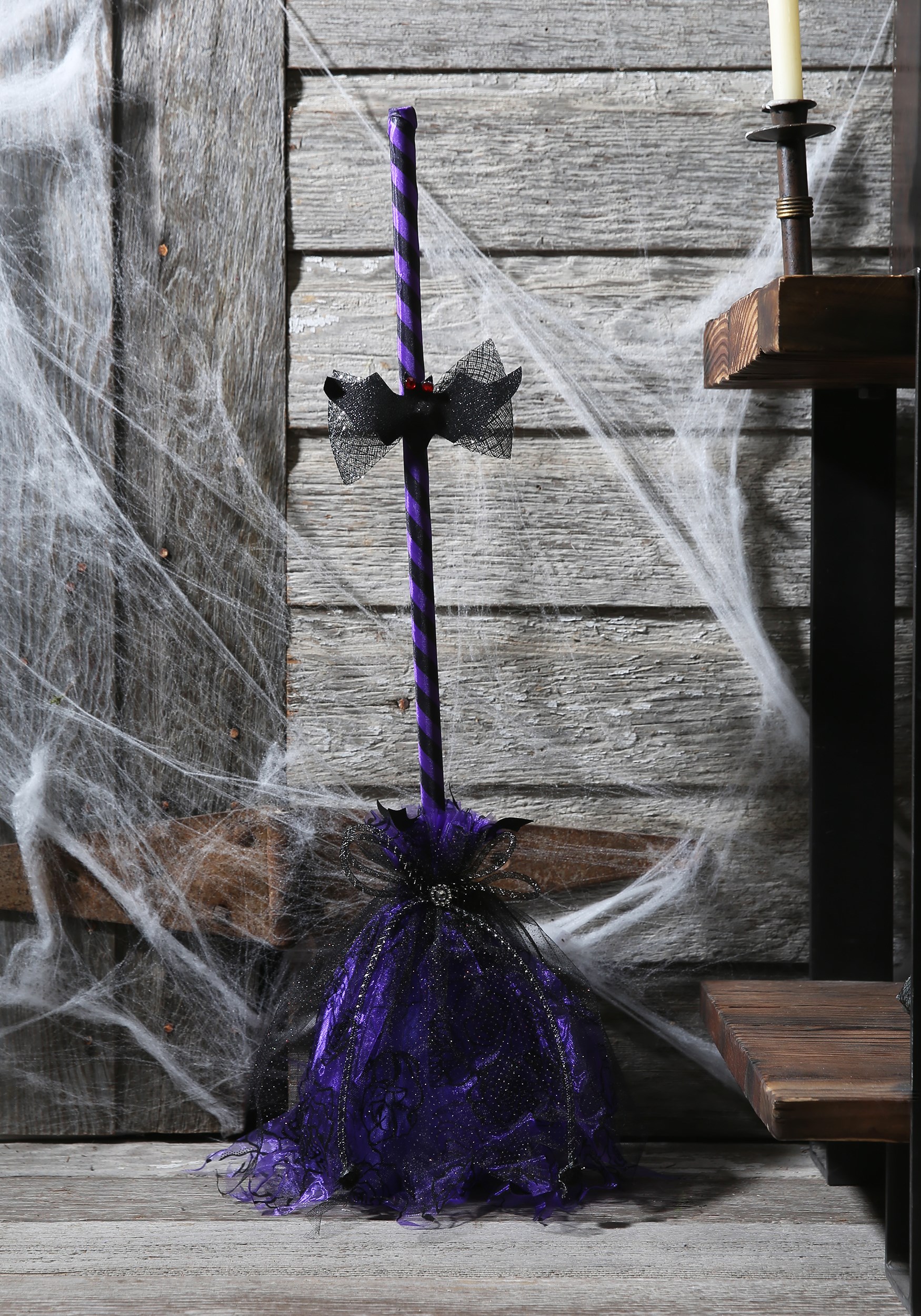 Purple Animated Shaking Broom Witch Costume Accessory