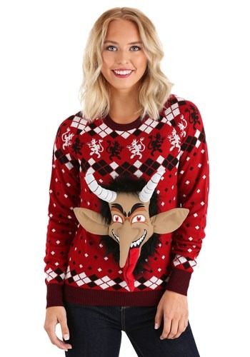 Adult 3D Krampus Head Unisex Ugly Christmas Sweater