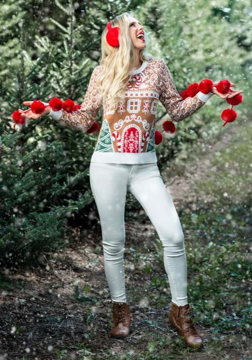 Gingerbread House Ugly Christmas Adult Sweater