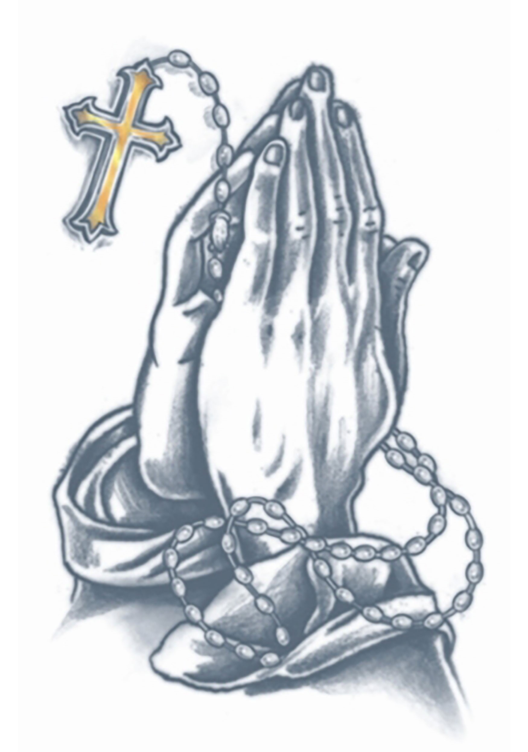 praying hands with cross tattoo