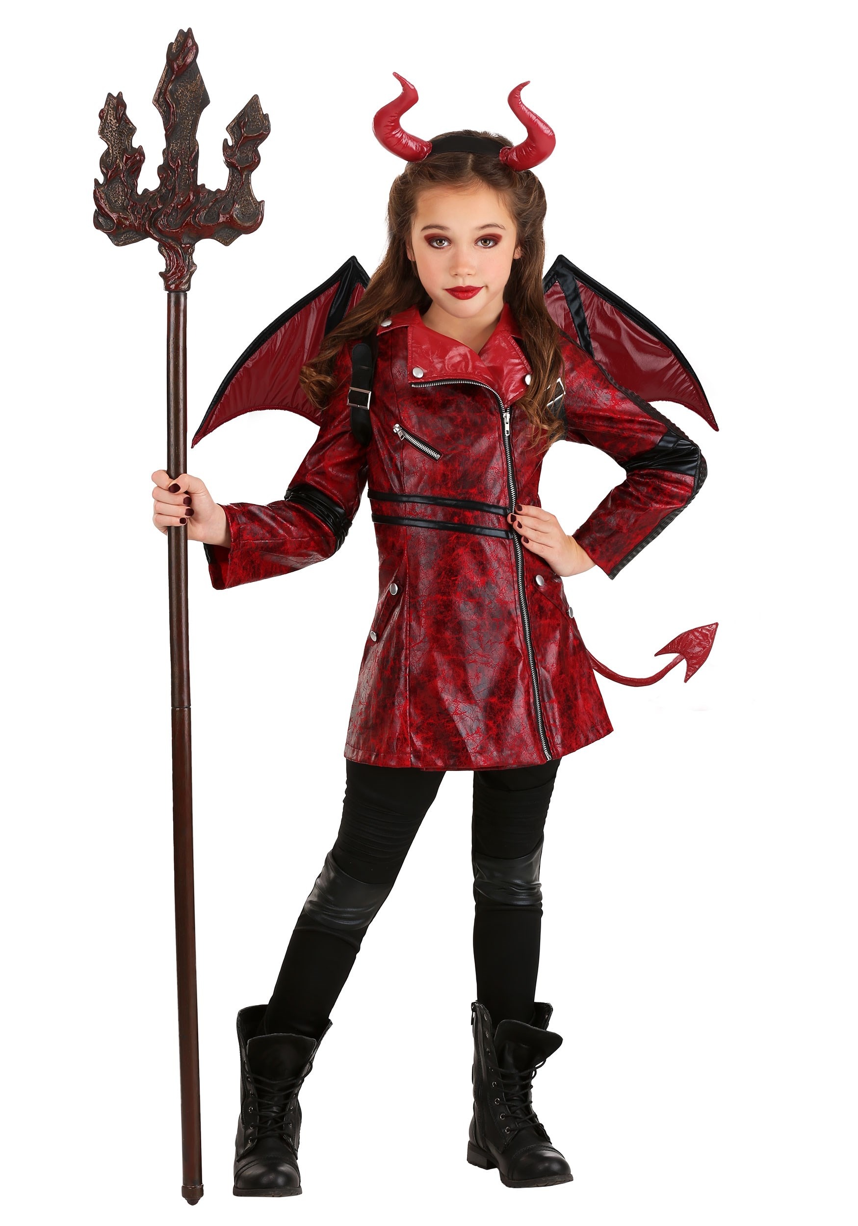 Girl's Leather Devil Costume